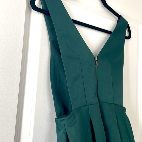 Forest green mini dress with deep V and open sides - Picture 4 of 4